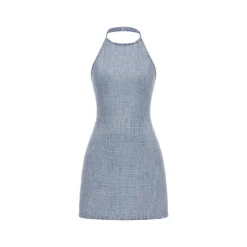 Jeansowa sukienka mini z ozdobami