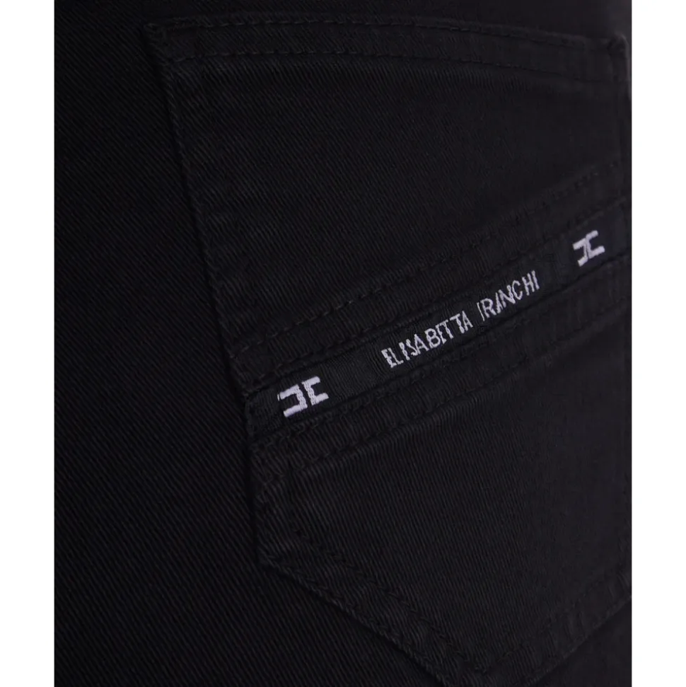 Jeansy Palazzo z Detalem Logo