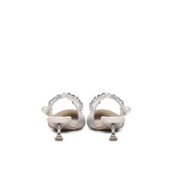 Jedwabne Czółenka Slingback Z Aplikacjami