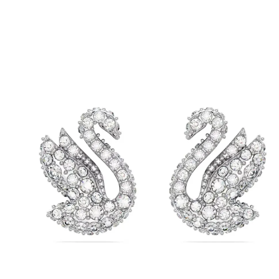 Kolczyki Damskie Łabędź Biały Rodowany SWAN 5647873