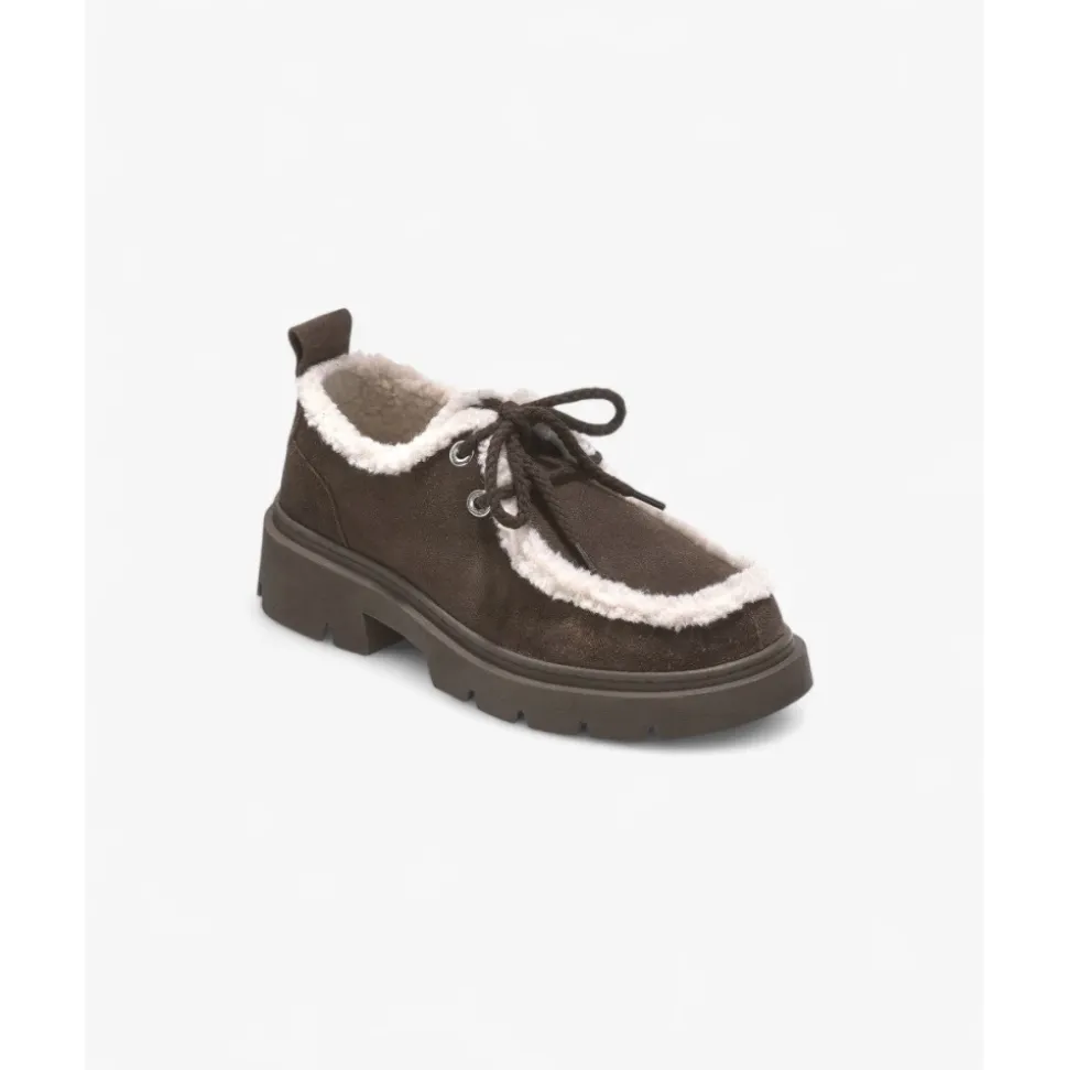 Kręcone Brązowe Buty Zimowe