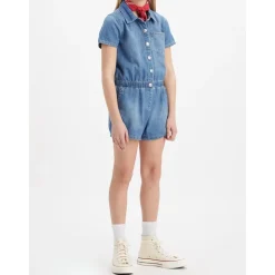 Krótkie ogrodniczki jeansowe