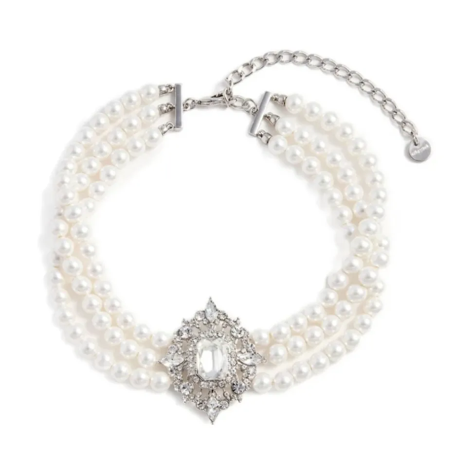 Kryształowy naszyjnik choker z perłami
