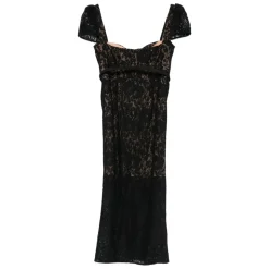 Lace Button Midi Dress