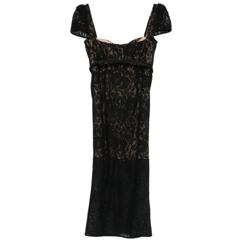 Lace Button Midi Dress