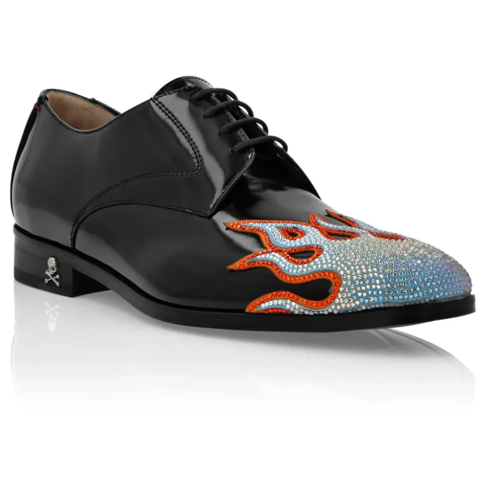 Lace Up Shoes Strass Flame