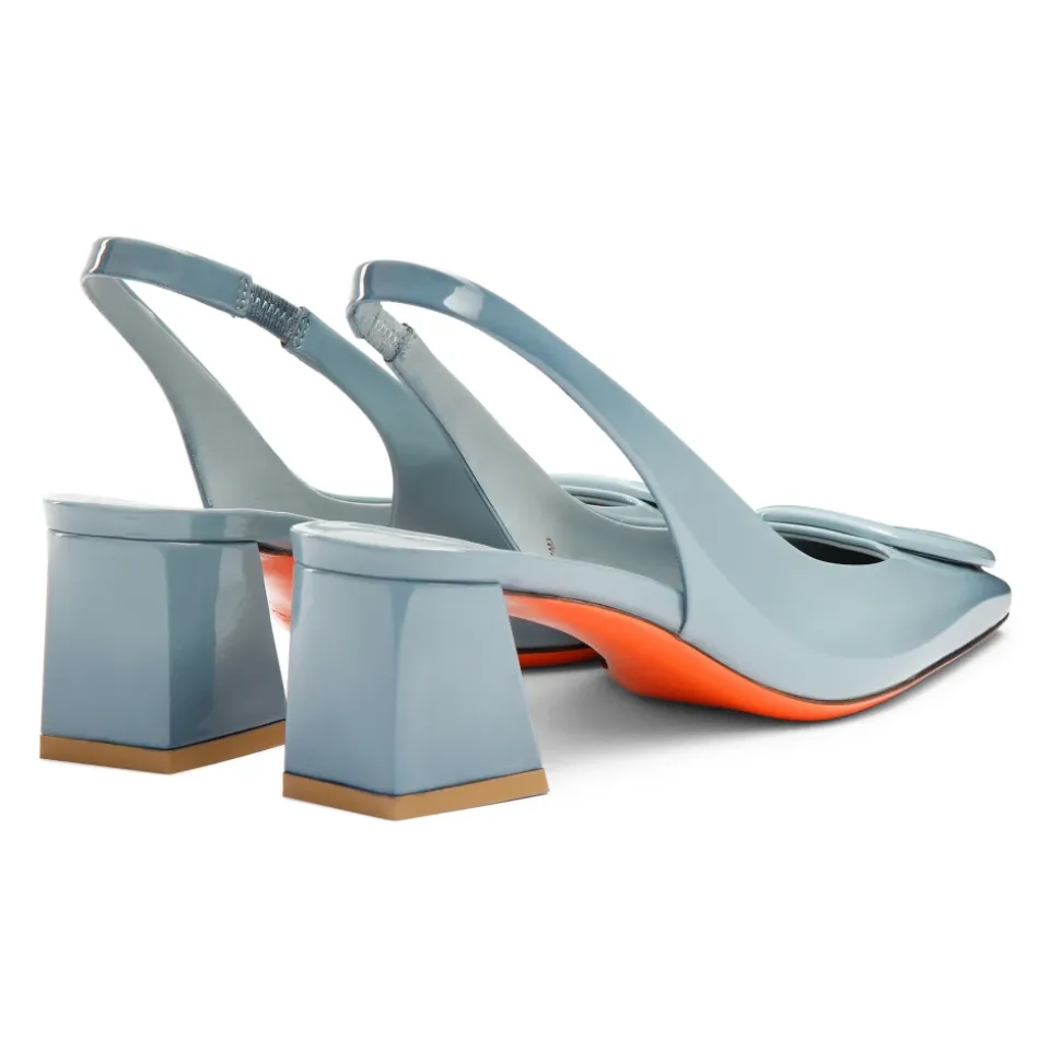 Lakierowane czółenka Slingback na średnim obcasie