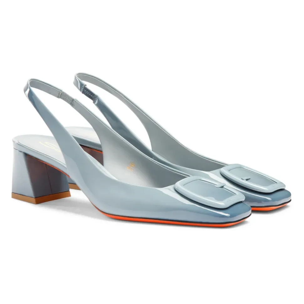 Lakierowane czółenka Slingback na średnim obcasie