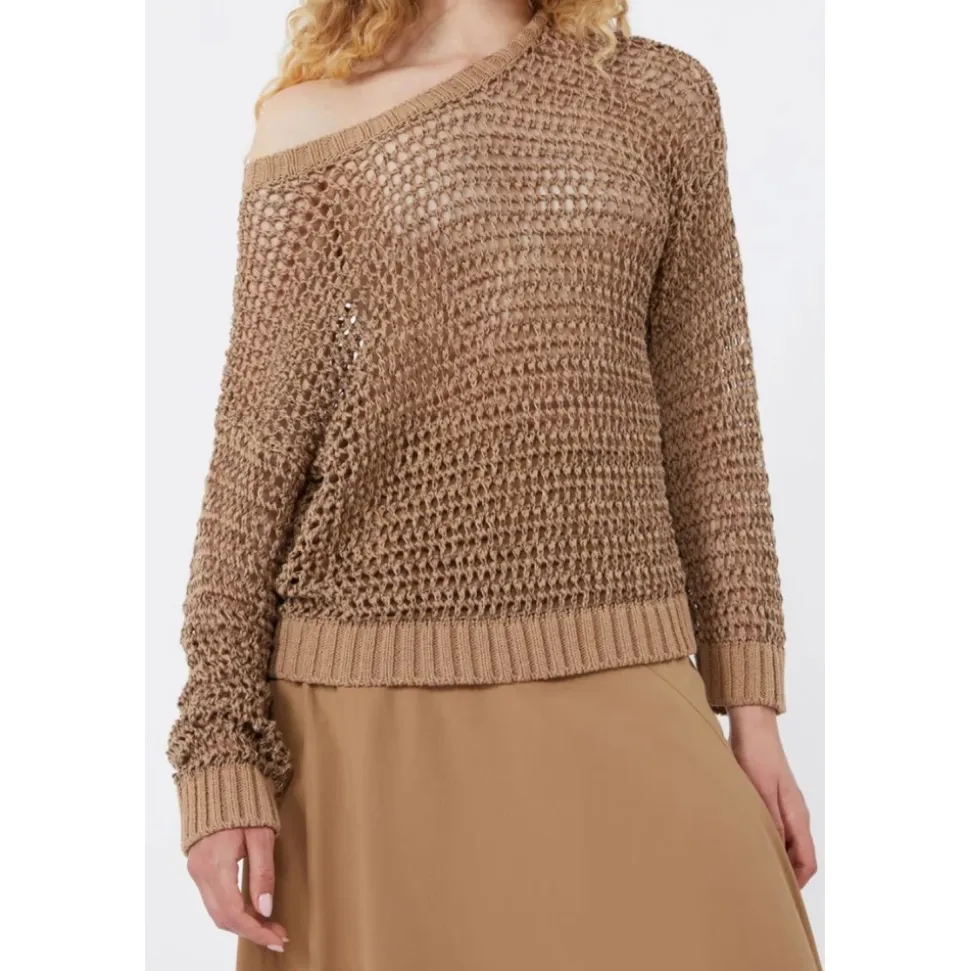 Linen and Cotton Mesh Jumper