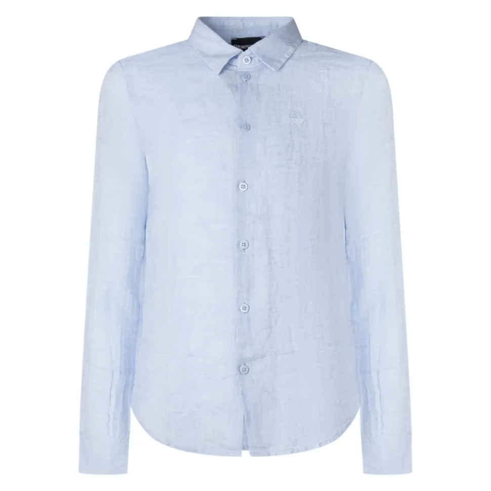 Linen Shirt with Eagle Embroidery