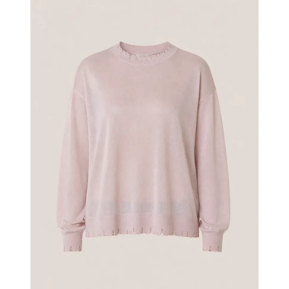 Maglia girocollo manica lunga damage lurex