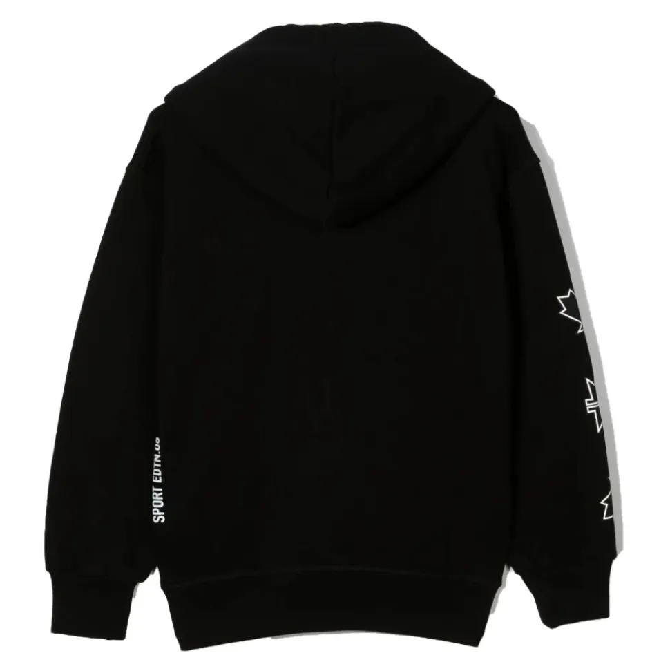 Maple Leaf Print Logo Hooded Top