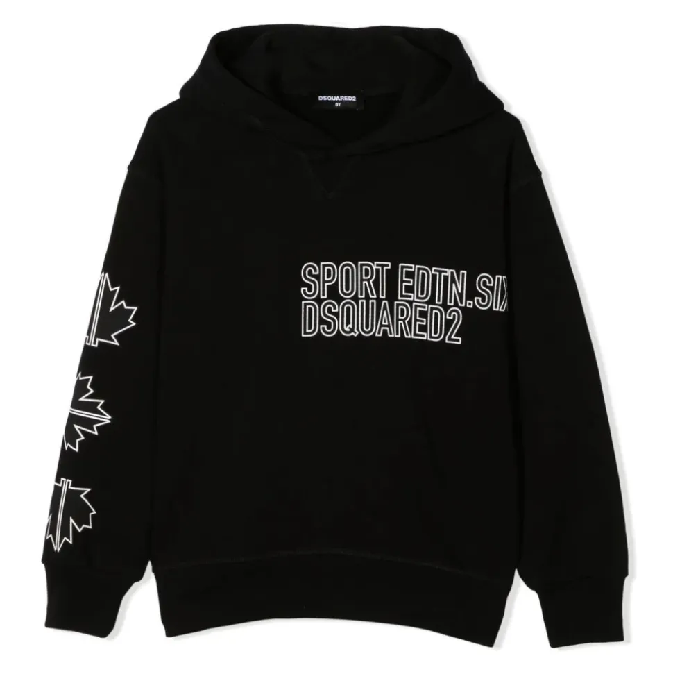Maple Leaf Print Logo Hooded Top