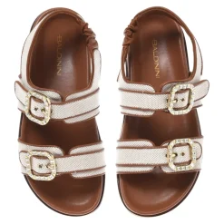 Multicolor tweed sandal