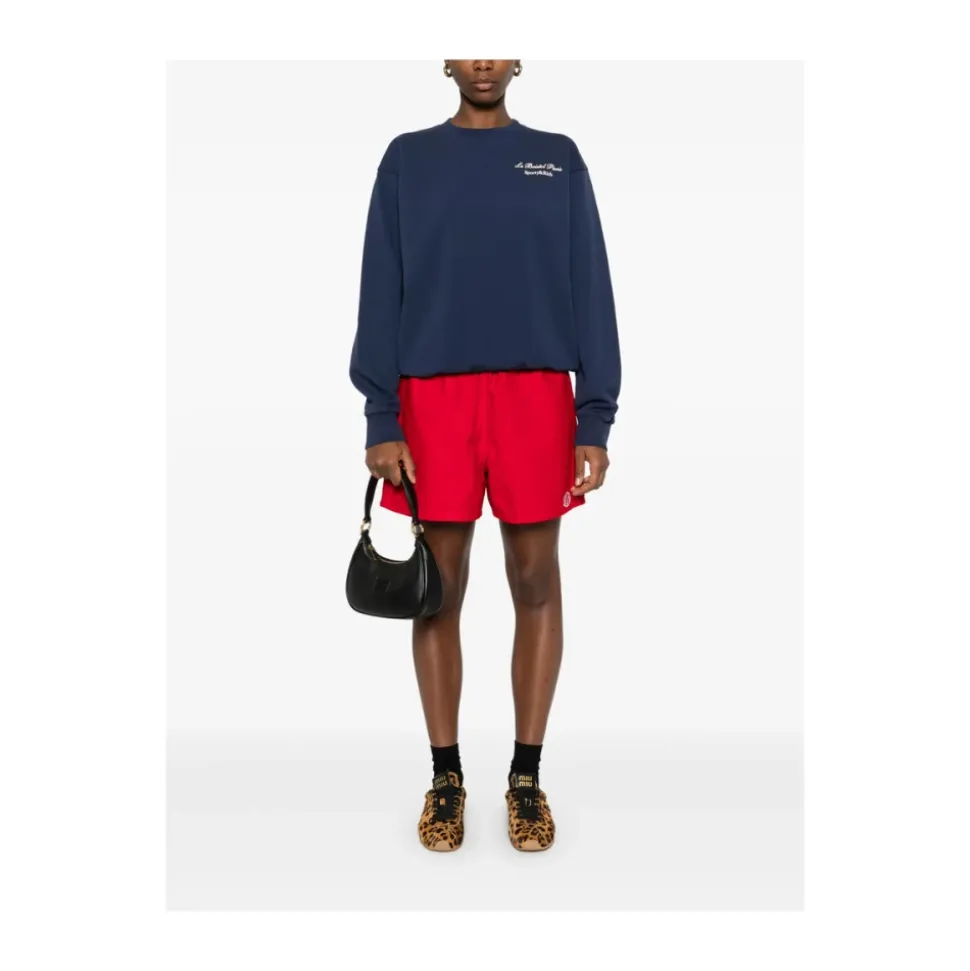 Navy Blue Logo Print Sweater