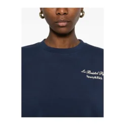 Navy Blue Logo Print Sweater