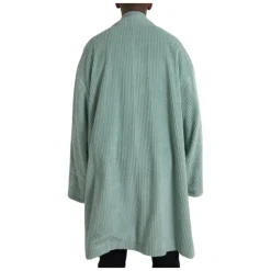 Niebieska Corduroy Trench Coat Kurtka