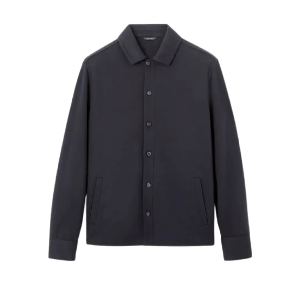 Niebieska Overshirt z Rogowymi Guzikami