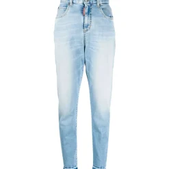 Niebieskie Dżinsy Skinny z 5 Kieszeniami