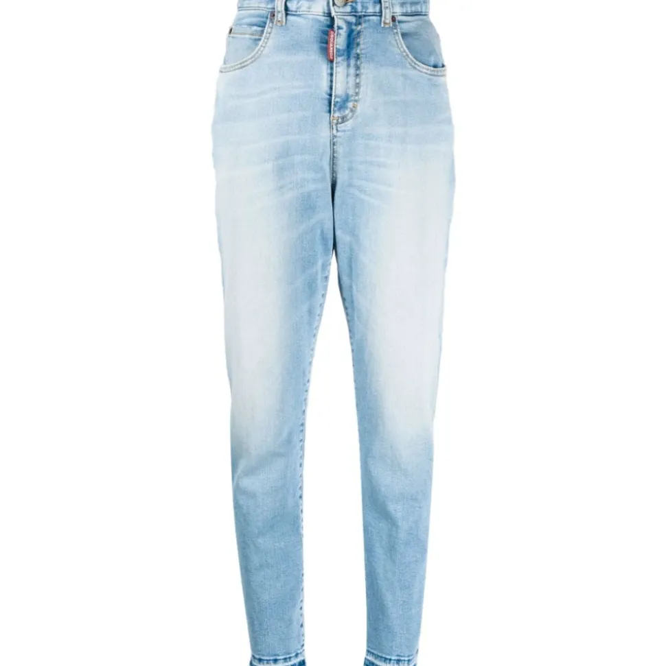 Niebieskie Dżinsy Skinny z 5 Kieszeniami