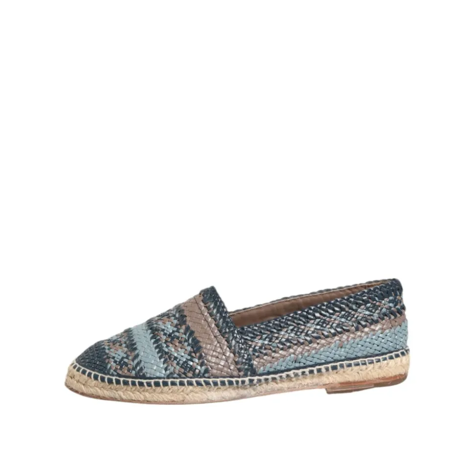 Niebiesko-Szare Włókniste Espadryle Skórzane