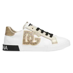 Niski Biało-Złoty Sneaker