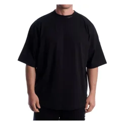 Oversized T-Shirt z logo z brokatem przy dekolcie
