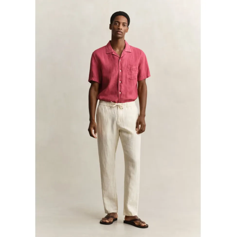 Pantaloni in lino a righe