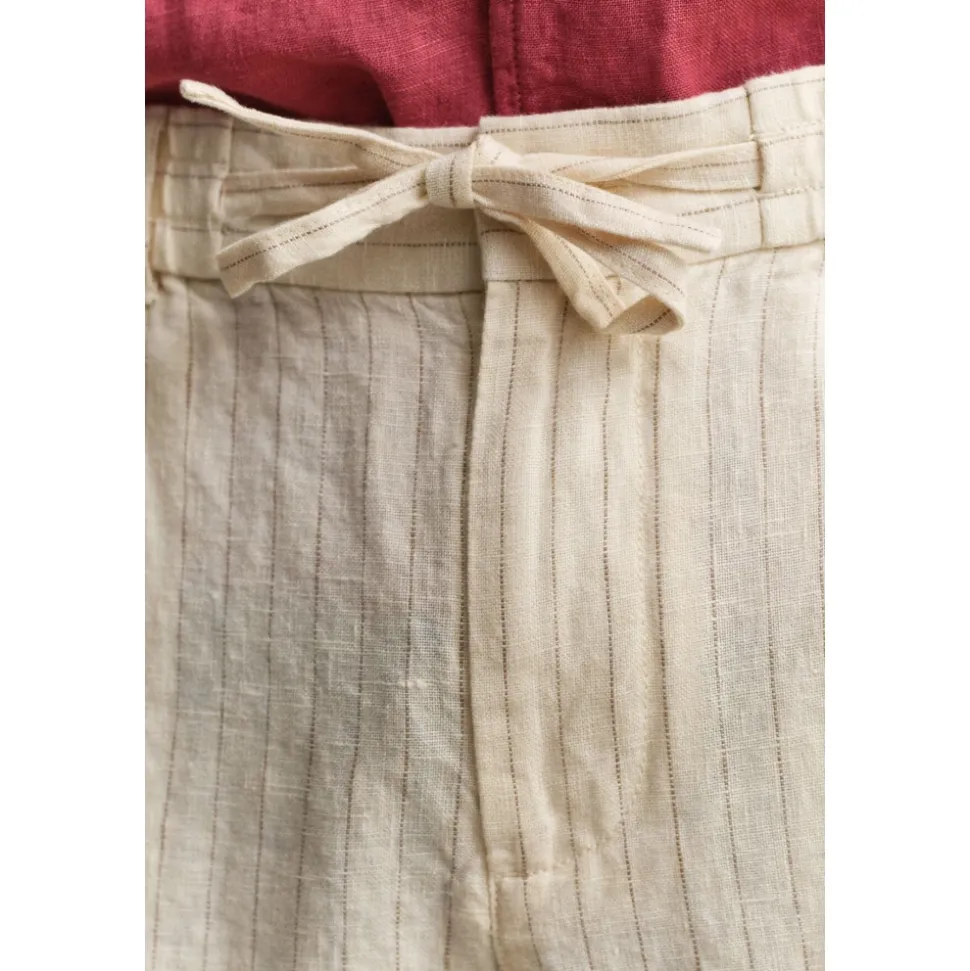 Pantaloni in lino a righe