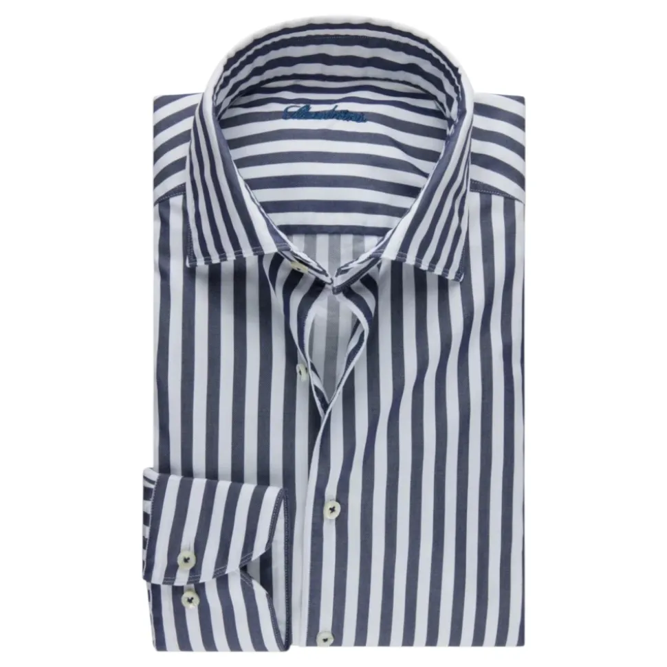 Pasiasta koszula slim fit z diagonalu