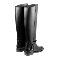 Płaskie Czarne Buty Skórzane