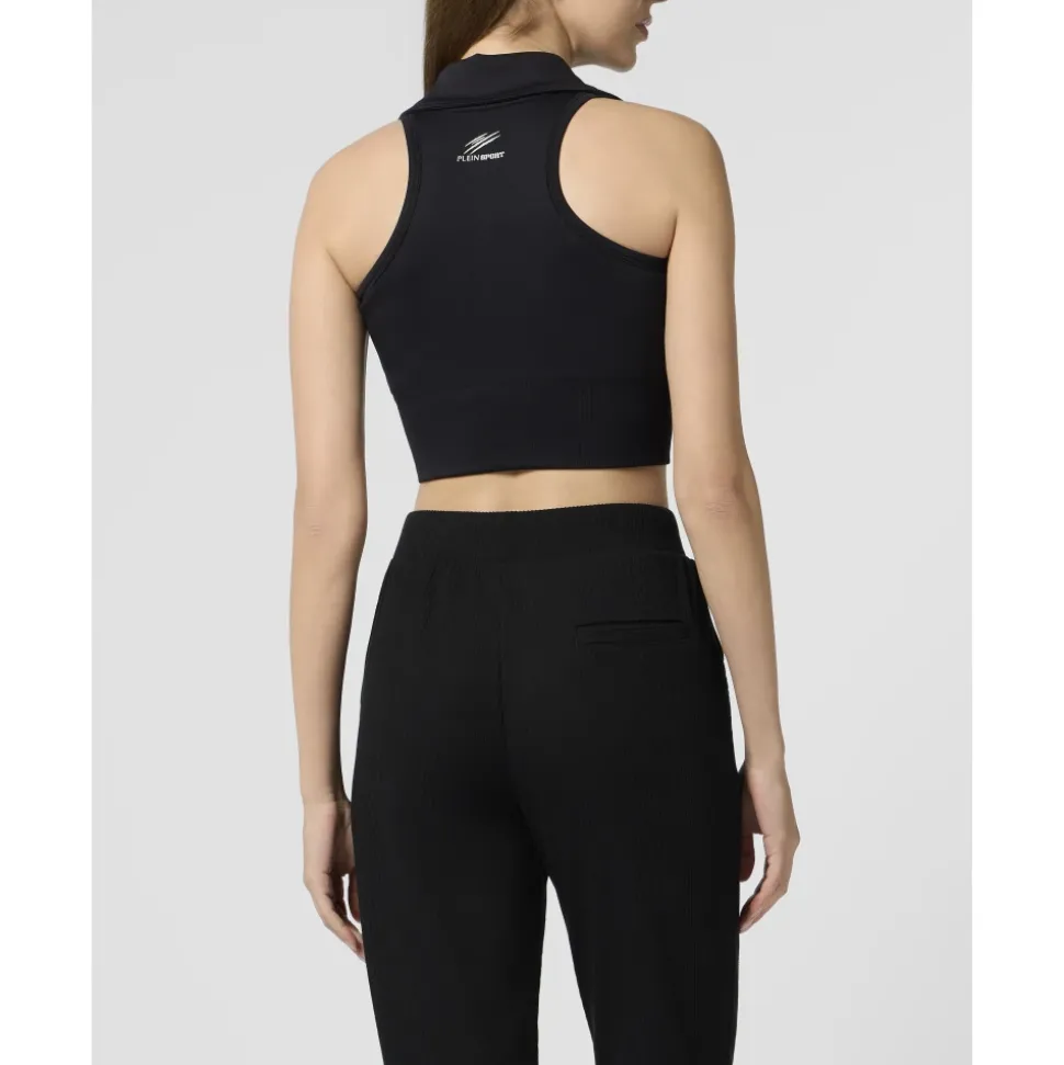 Polo Neck Cropped Top