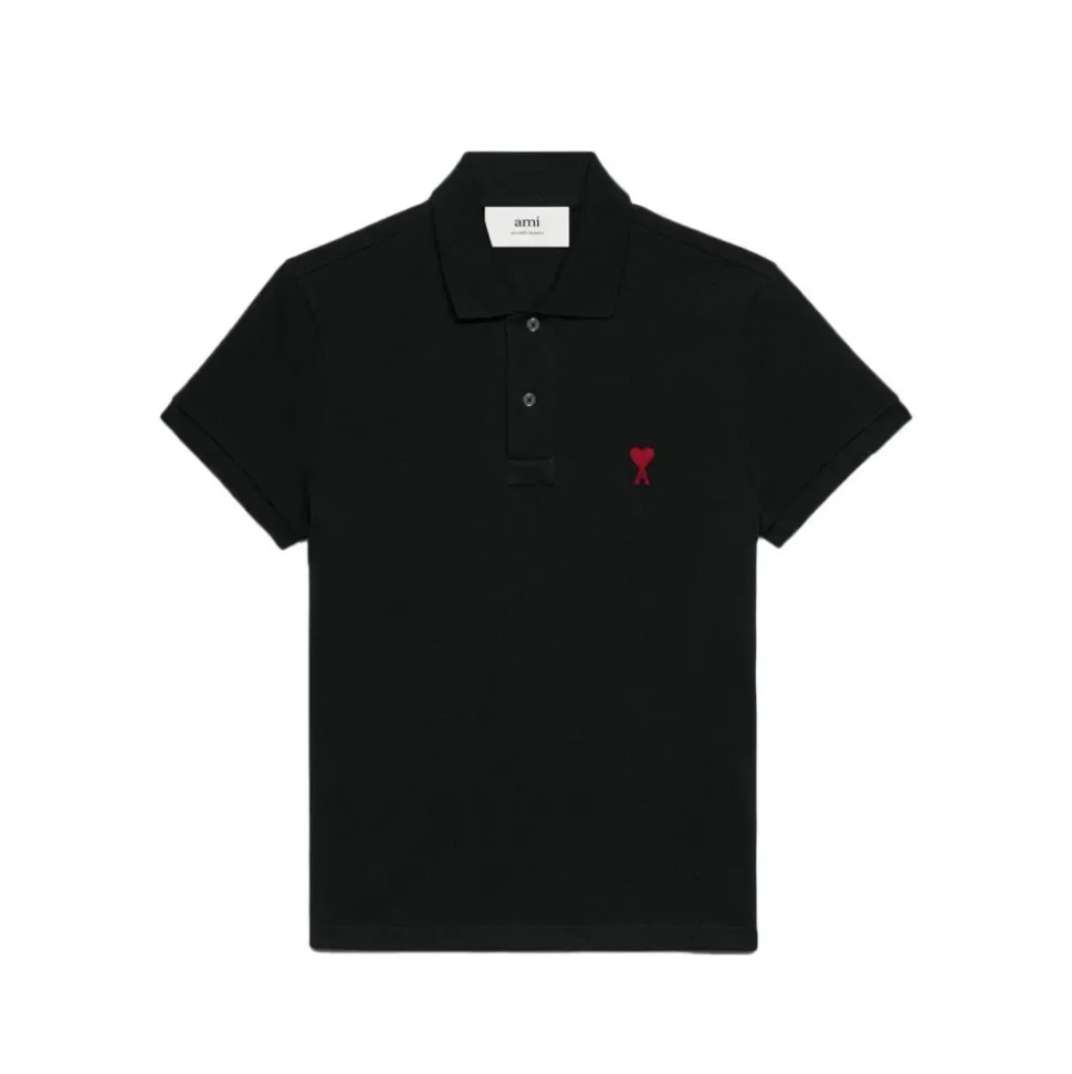 Polo z Logo Serca Czarna Bawełna