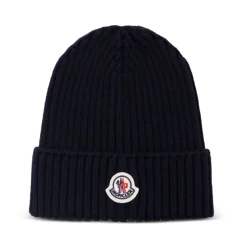 Prążkowana wełniana czapka beanie z logo