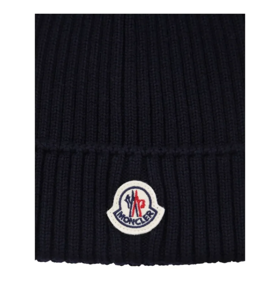 Prążkowana wełniana czapka beanie z logo
