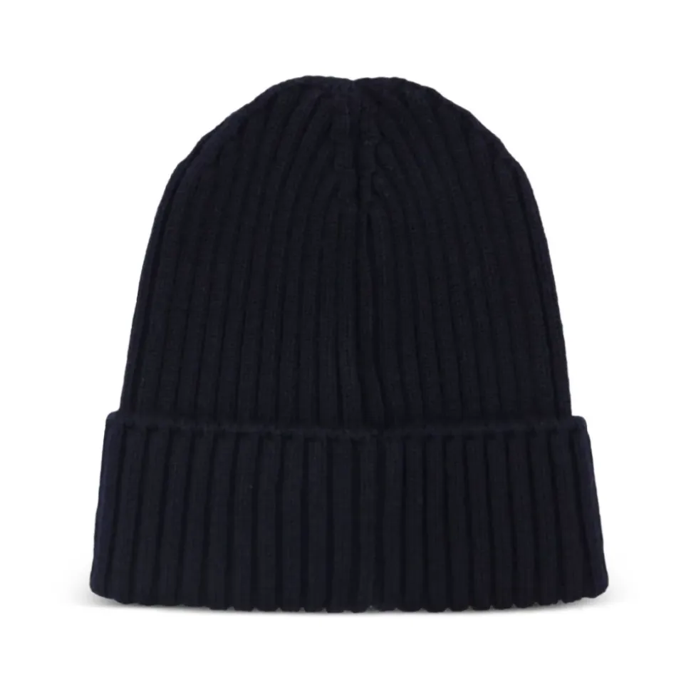 Prążkowana wełniana czapka beanie z logo