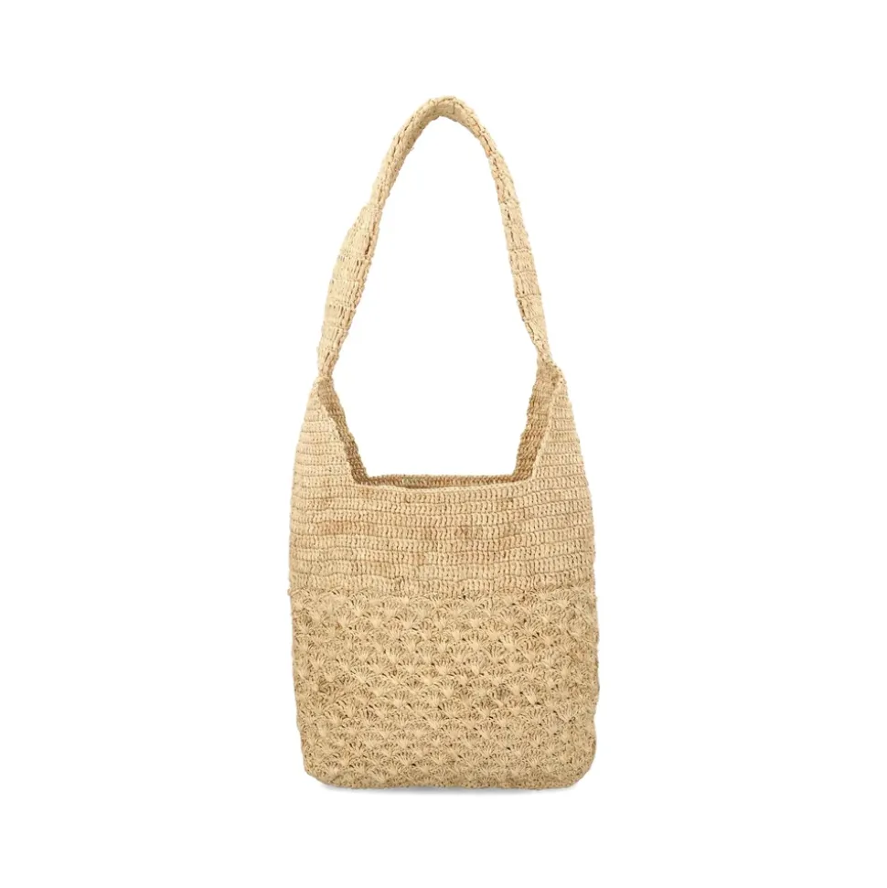 Raffia Embroidered Top Handle Tote