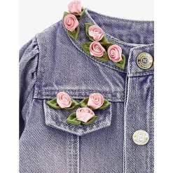 Rose Fleece Denim Jacket in Blue