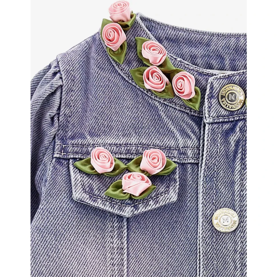 Rose Fleece Denim Jacket in Blue