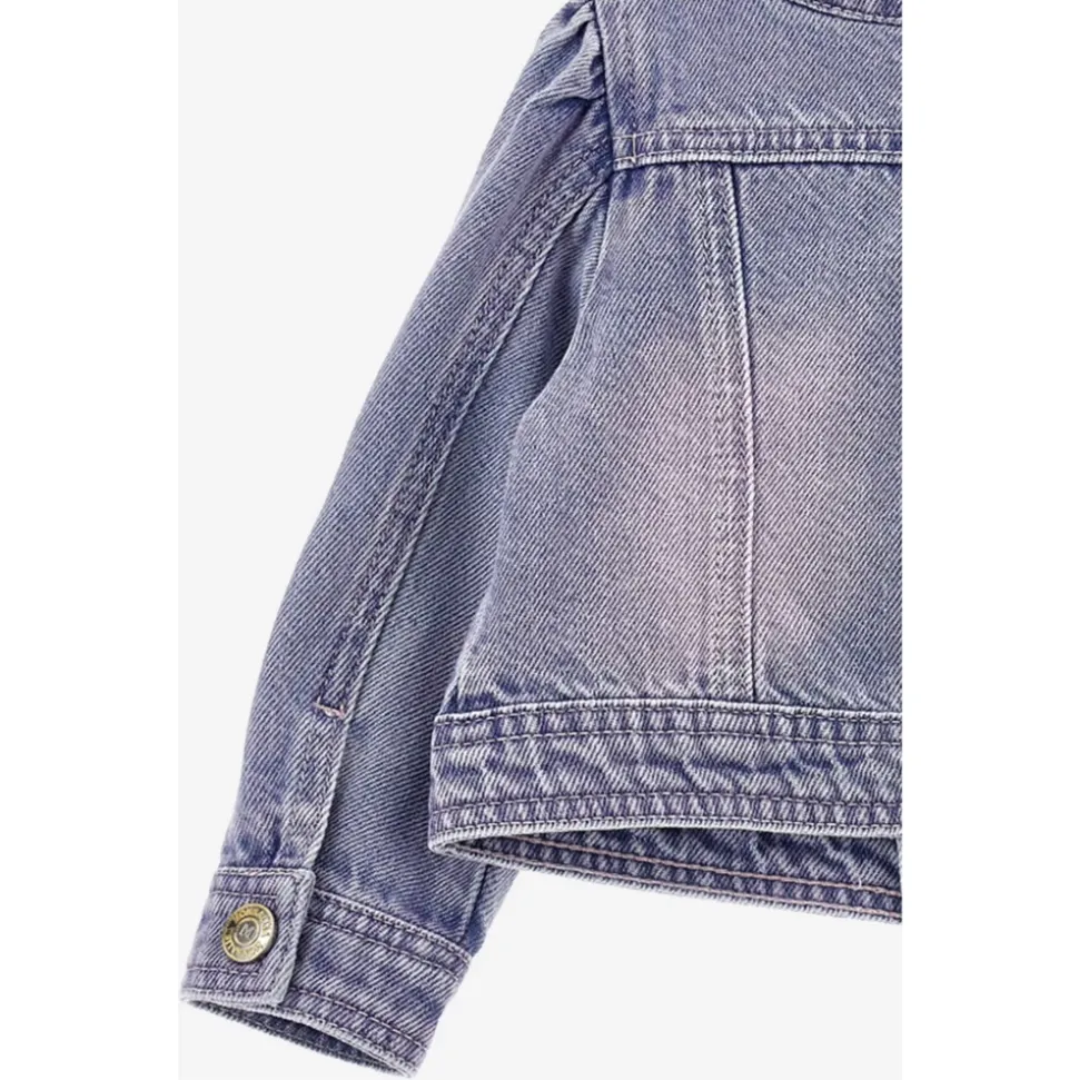 Rose Fleece Denim Jacket in Blue
