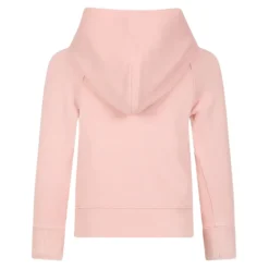 Różowy sweter z kapturem w paski
