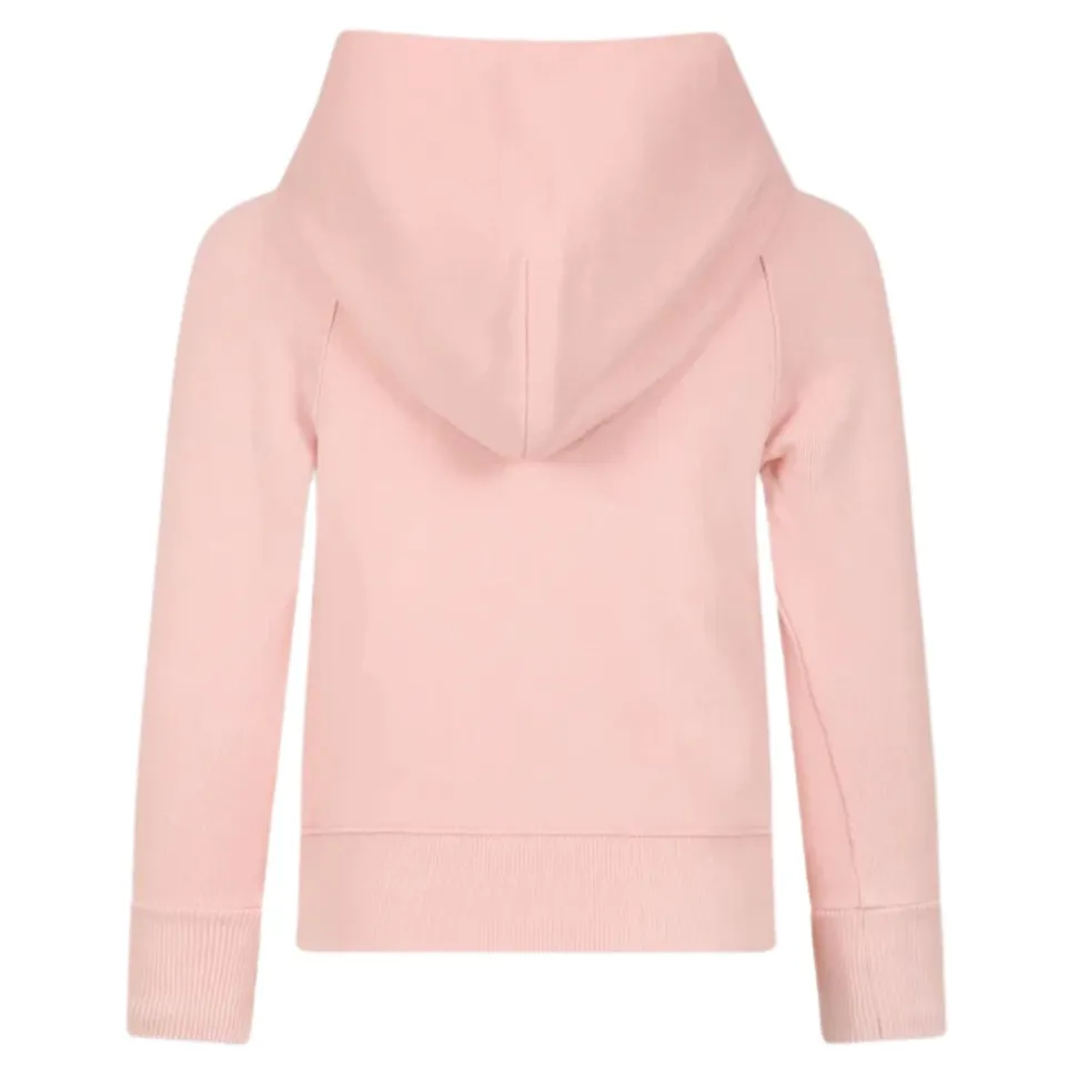 Różowy sweter z kapturem w paski