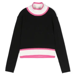 Rozpinany Sweter Mini w Czarnym i Fuchsia