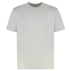 Ryflowany bawełniany T-shirt z okrągłym dekoltem