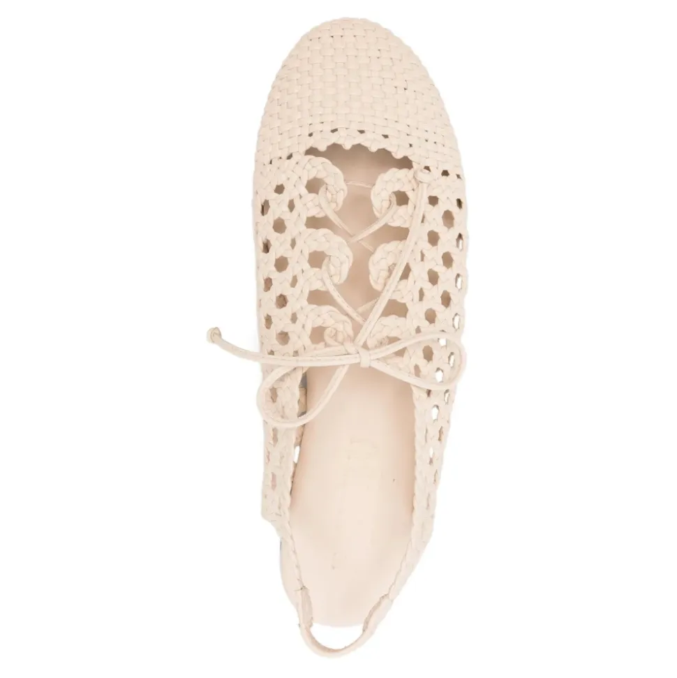 Sardana Sznurowane Tkaninowe Czółenka Slingback