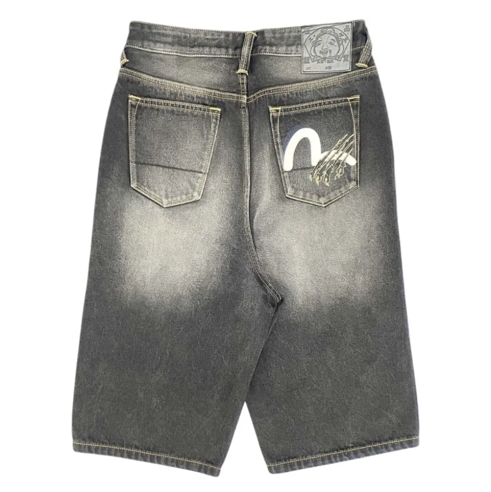 Seagull Printed Pocket Denim Shorts