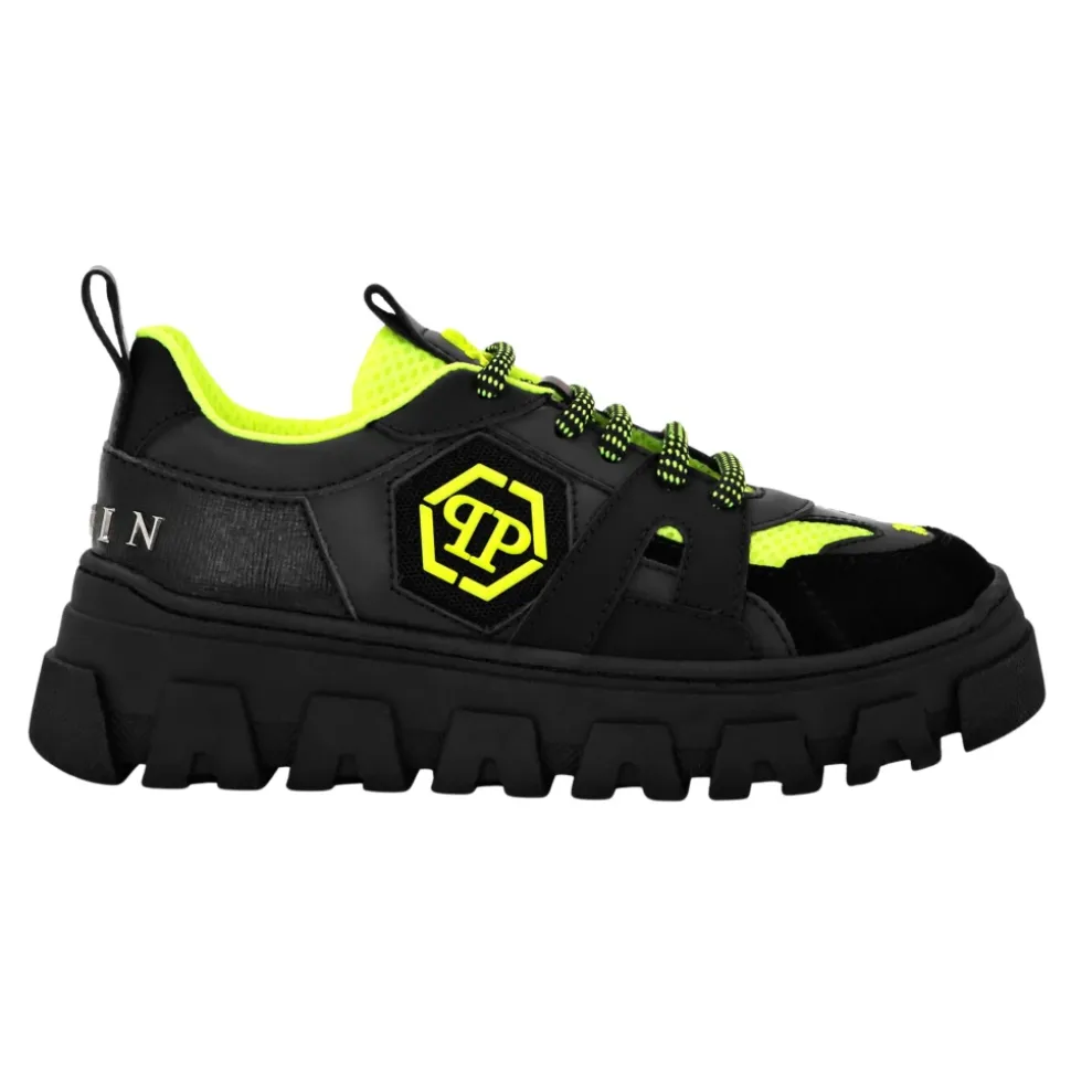 Sneakersy Lo-top Mix Materiałów Sześciokąt Neon