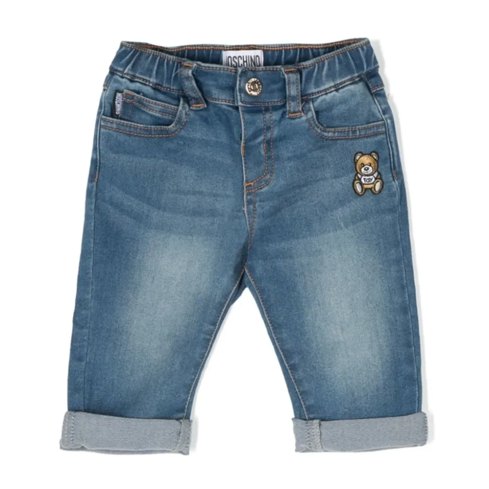 Spodnie jeansowe stretch z naszywką Teddy