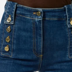 Spodnie Palazzo z Denimu i Złotymi Guzikami