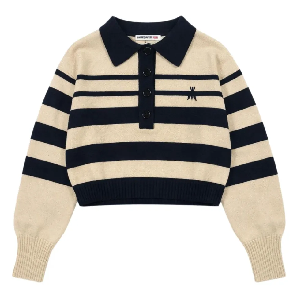 Sweter w paski z kołnierzykiem polo